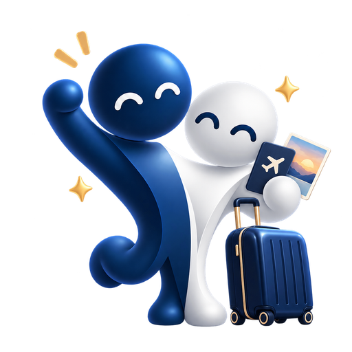 Ty the Trybe mascot with a suitcase